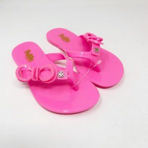 Petite Jolie Size 11.5 Bright Pink Lucky Ribbon Thong Flip Flops
